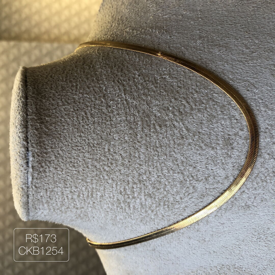 Choker Fita 4mm Liso Dourado